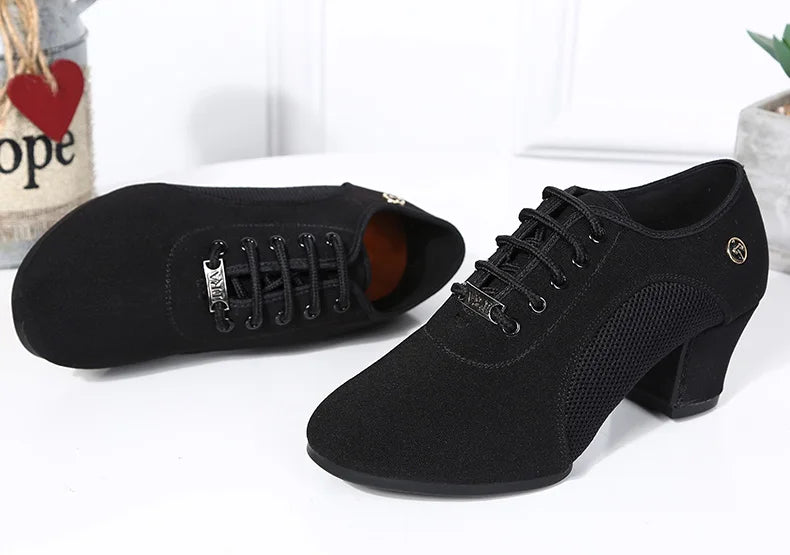 breathable shoes women dance shoes lace up heels women ballroom latin dance shoes big size 34-42 5cm Heels