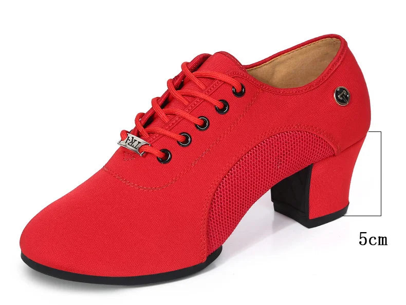 breathable shoes women dance shoes lace up heels women ballroom latin dance shoes big size 34-42 5cm Heels