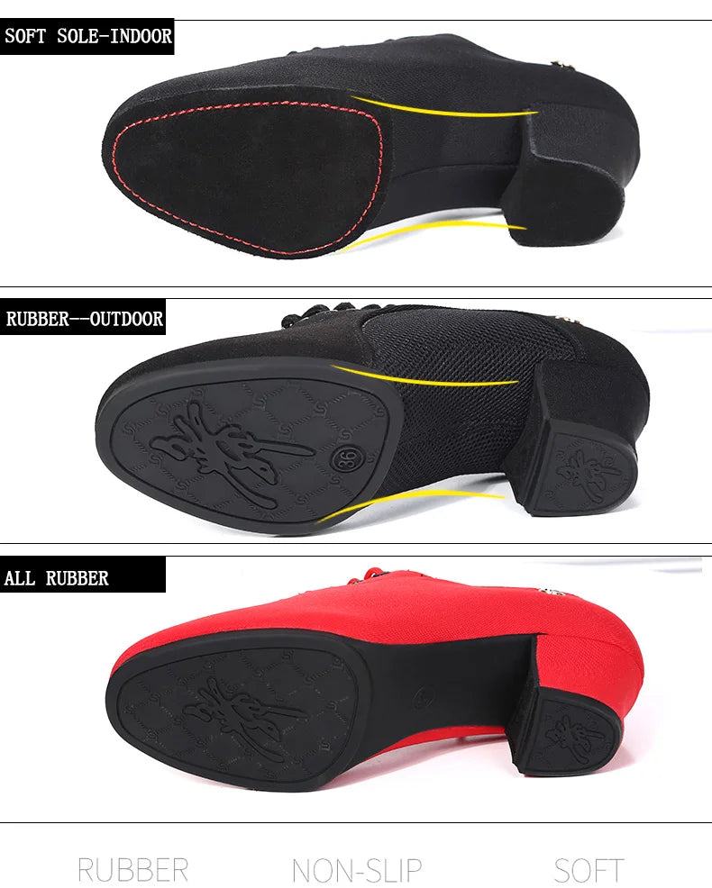 breathable shoes women dance shoes lace up heels women ballroom latin dance shoes big size 34-42 5cm Heels