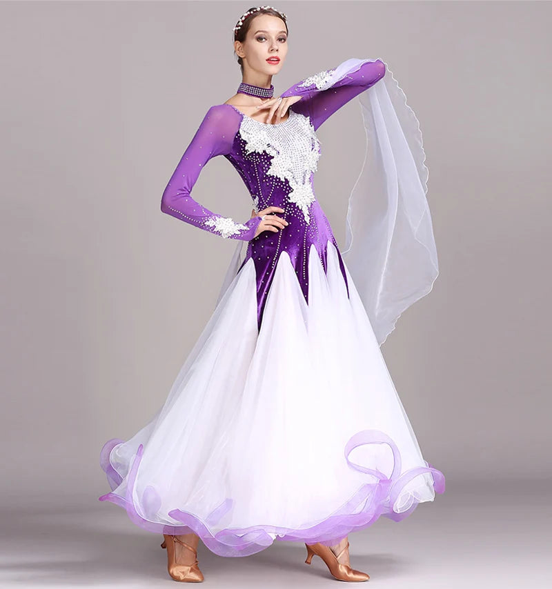 Standard Ballroom Dancing Dresses Adult New Style 5 Color Waltz Skirt High Quality Women Ballroom Competition Dance Dress