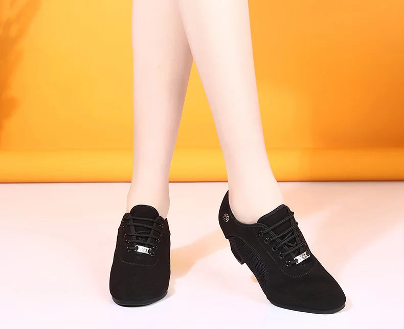 breathable shoes women dance shoes lace up heels women ballroom latin dance shoes big size 34-42 5cm Heels