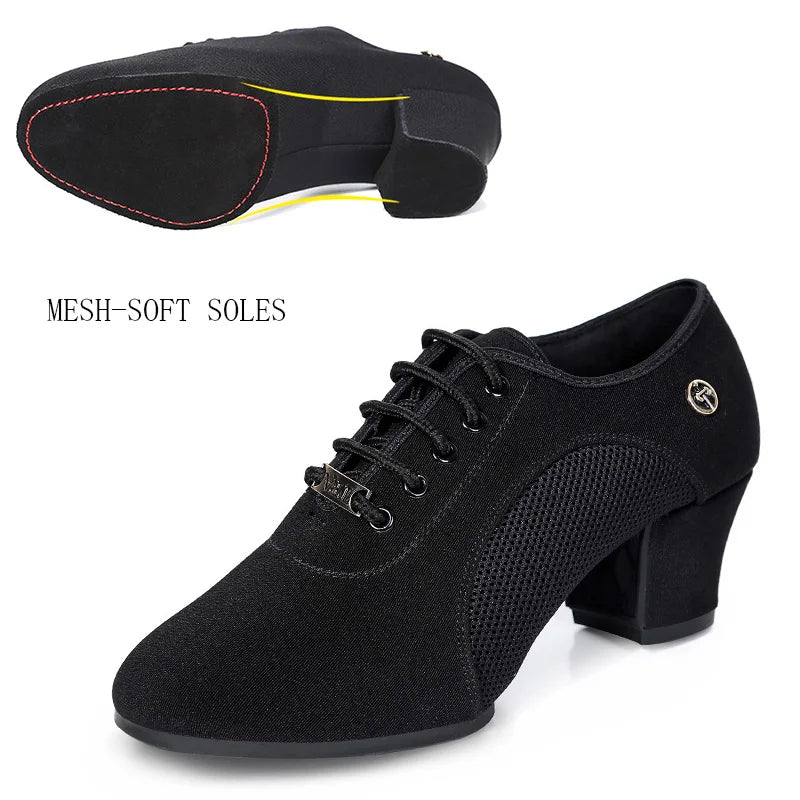 breathable shoes women dance shoes lace up heels women ballroom latin dance shoes big size 34-42 5cm Heels