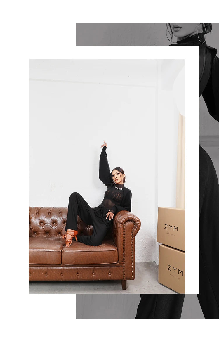 New Modren Lace-Up Stretch Straight-Leg Trousers National Standard Dance Practice Clothes Latin Ballroom Dancing Pants SL5980