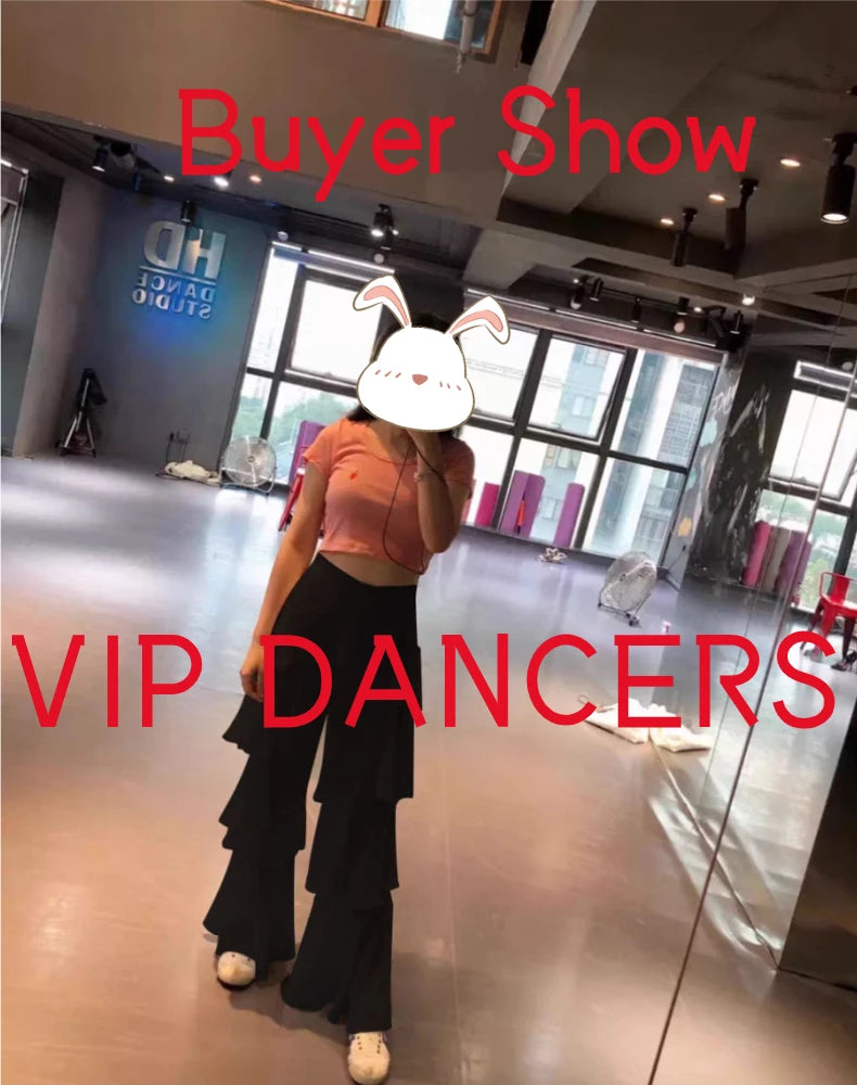Latin Practice Clothes Modern Dance Pants Women'S High Waist Four-Layer Ruffled Trousers National Standard Dance Costumes SL4863