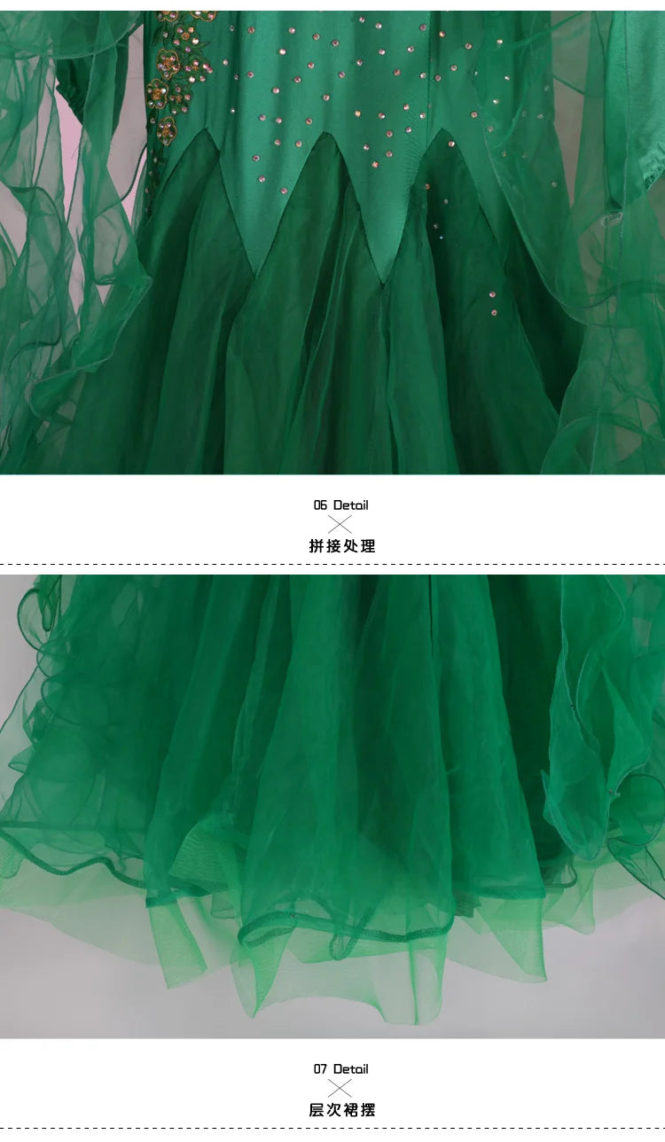 Customized Modern Dance Dress Performance National Standard Dance Dress Balloom Competition Dress for Women