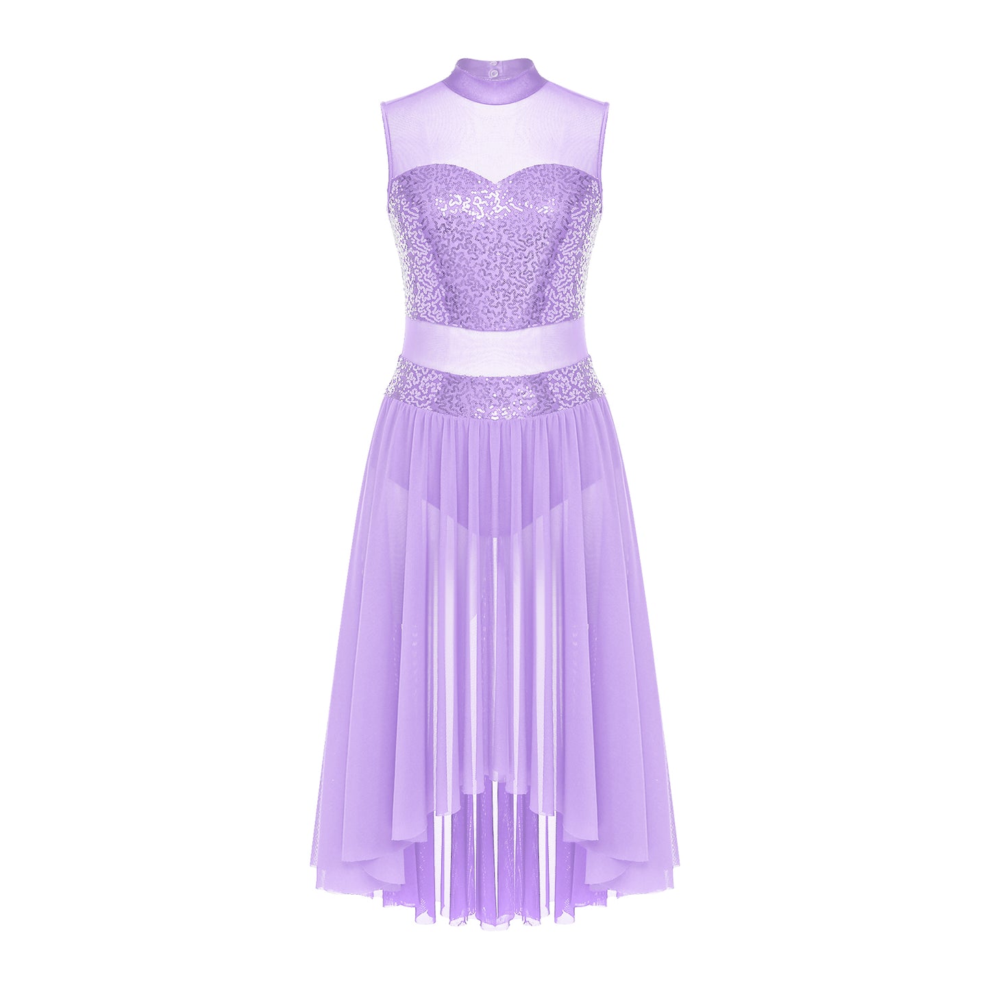 Navy Blue Sequin Bodice with Sheer Mesh Skirt – Dance Dress with Criss-Cross Back, Ballroom & Party Gown