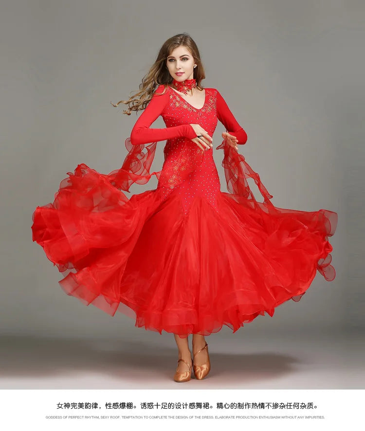 Customized Modern Dance Dress Performance National Standard Dance Dress Balloom Competition Dress for Women