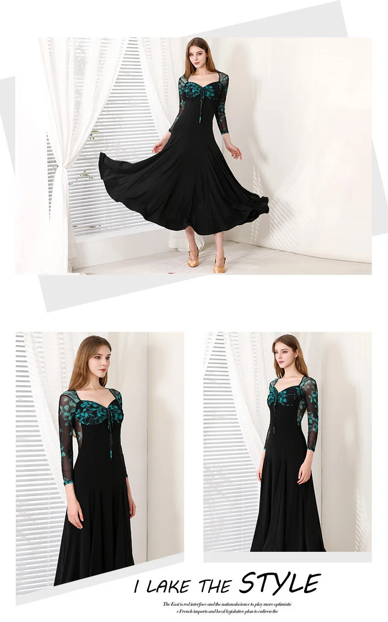 Customized Modern Dance Dress National Standard Dance Dress Social Waltz Grand Swing Skirt Ballroom Dance Competition Dresses