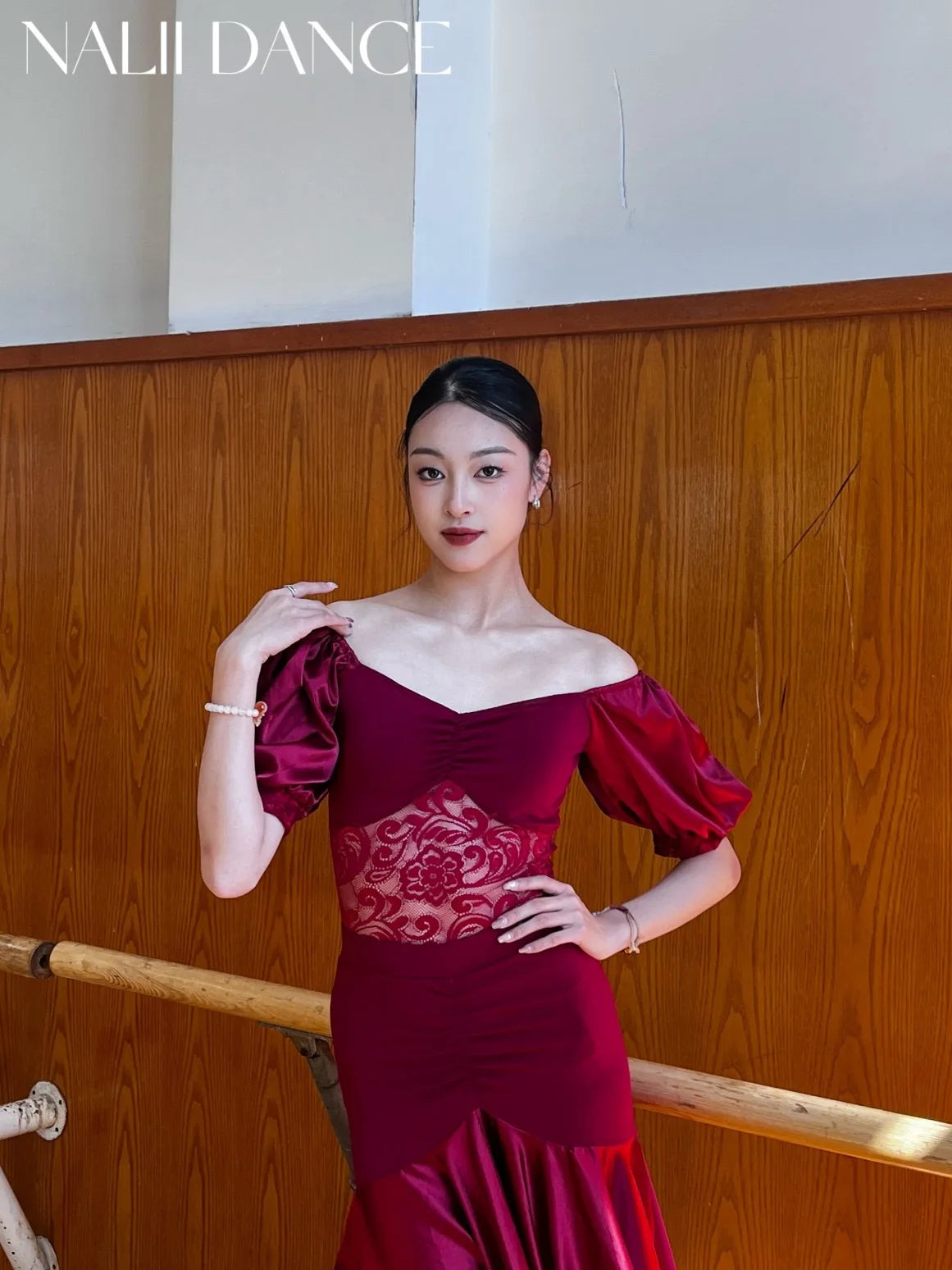 Ballroom Dress Women Performance Clothing Standard Modern Dance Outfit Lace Off Shoulder Dance Leotard Skirt Waltz Dress VBH1935