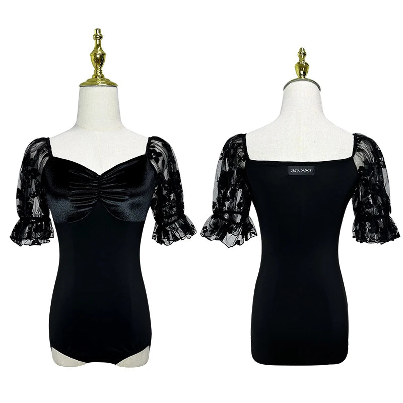 Ballroom Dance Clothes Women Adult Wrap Hip Sexy Black Long Skirt Lace Gauze Waltz Dance Skirt Practice Performance Wear NV20015