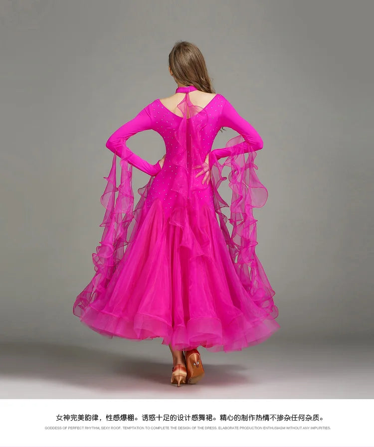 Customized Modern Dance Dress Performance National Standard Dance Dress Balloom Competition Dress for Women