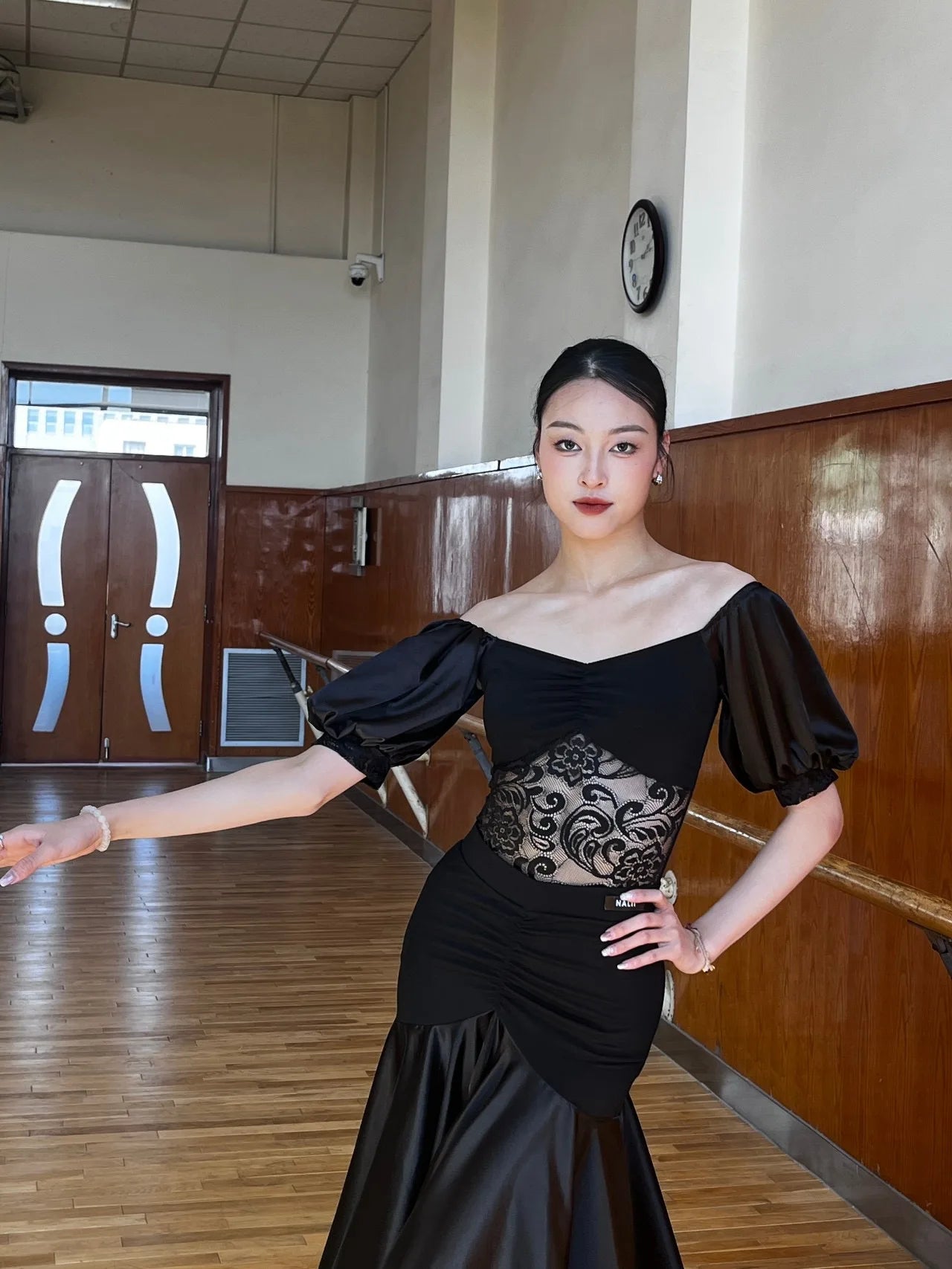 Ballroom Dress Women Performance Clothing Standard Modern Dance Outfit Lace Off Shoulder Dance Leotard Skirt Waltz Dress VBH1935