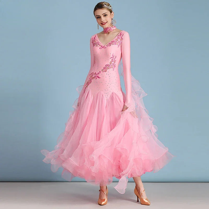 Customized Modern Dance Dress Performance National Standard Dance Dress Balloom Competition Dress for Women