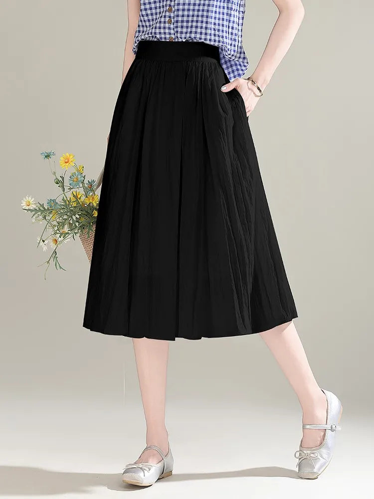 ZUZK French White Midi Skirt For Women 2025 Summer Thin New Medium Long Comfortable Cool A-line Skirt Casual Skirt