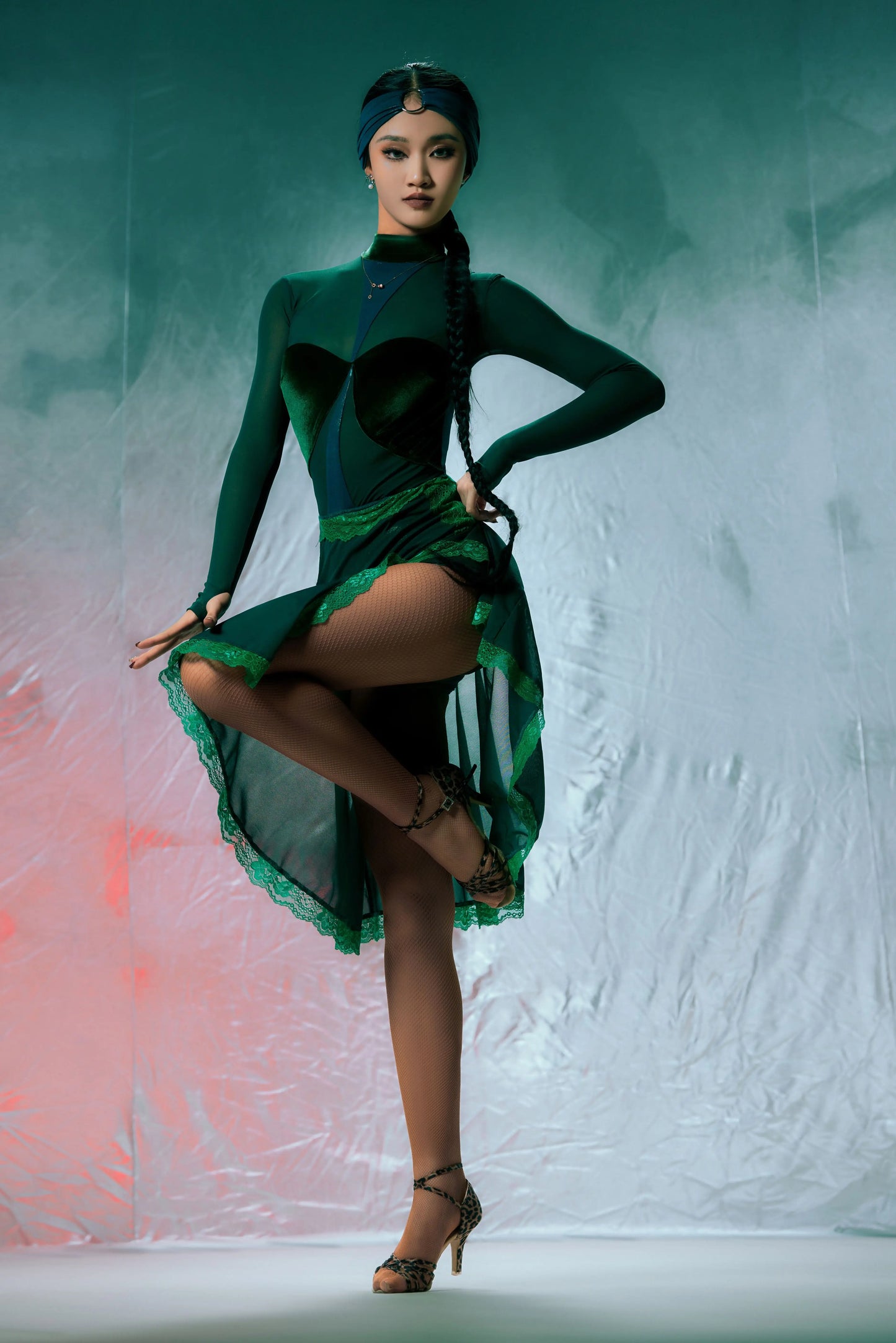 Customized Split Set Pole Ballroom Dress Standard Vestito Latino Americano Donna Dance Clothes Women Clothing Latin Dance Dress