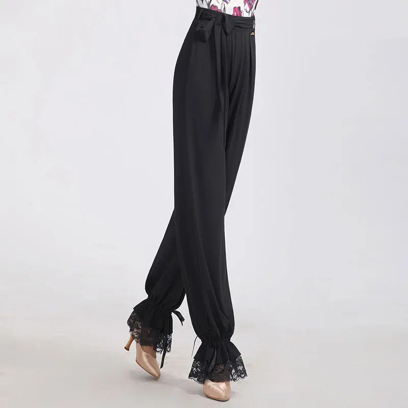 2025New Latin Dance Pants Women Performance National Standard Waltz Trousers Ladies Black Modern Ballroom Dancewear Costumes