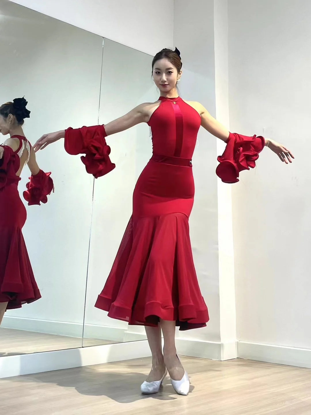 2024 Ballroom Dance Dress For Women Sexy Backless Big Swing Skirts Suit Adult Waltz Modern Dance Performance Clothing DQS15600