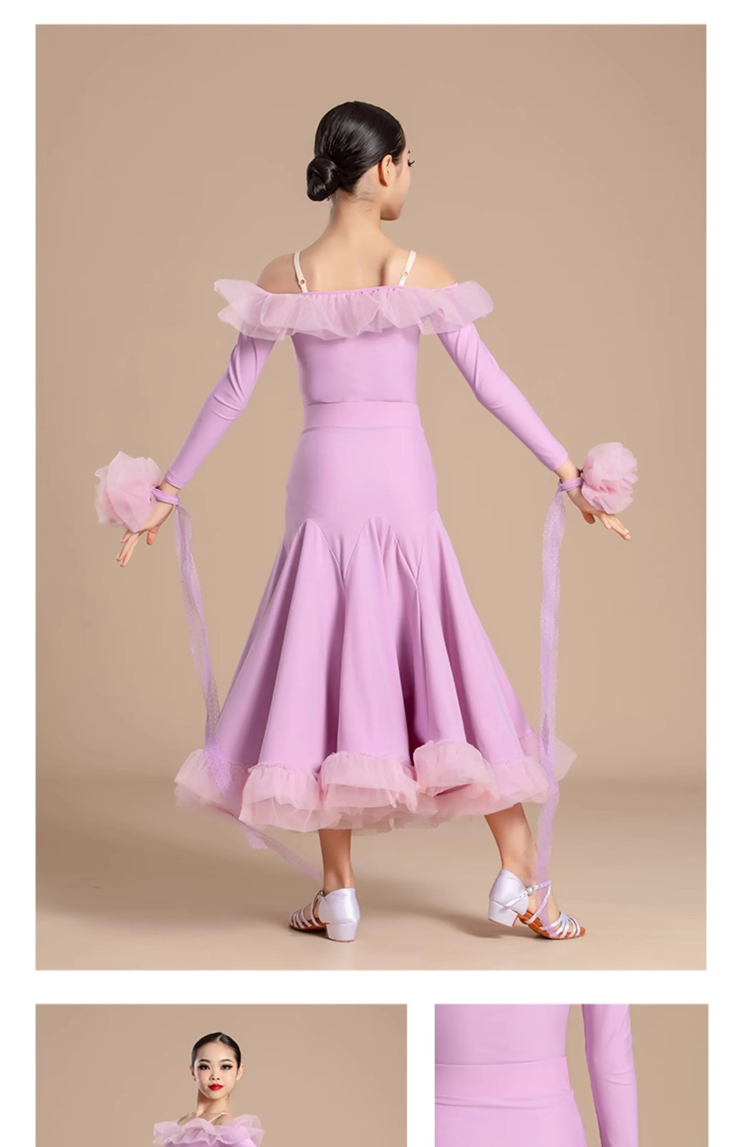 New Modern Dance Skirts National Standard Child Ballroom Dance Waltz Social Dance Long Dresses Competition Performance Costume