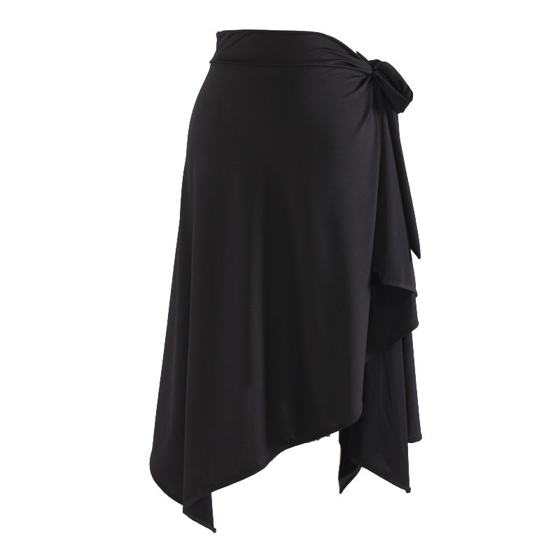 Women Modern Dance Skirt Ballroom Adult National Standard Social Dancewear Triangular Binder Lace-up Skirt Performance Costume