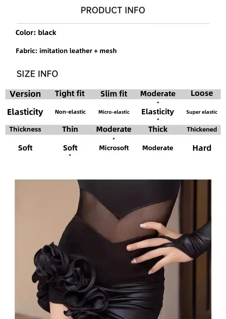Girls Performance Costume One-Sleeve Black Fringe Skirt Kids Latin Dance Clothes Samba Cha-cha Competition Training Dress 2025