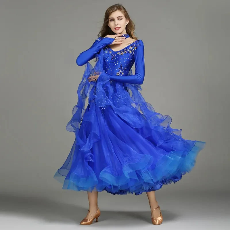 Customized Modern Dance Dress Performance National Standard Dance Dress Balloom Competition Dress for Women