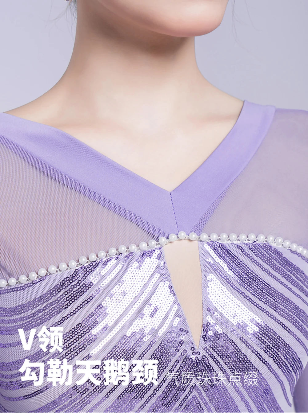 Stage Costume Streamers Standard Dance Dresses Competition Waltz Ballroom Dress for Competition Elegant Purple Long Sleeves Red