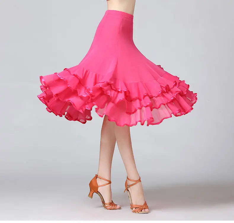 Square Dance/National Standard Modern Social Dance Big Swing Skirt Embroidered Square Dance Half Body Skirt Waltz Dance Skirt