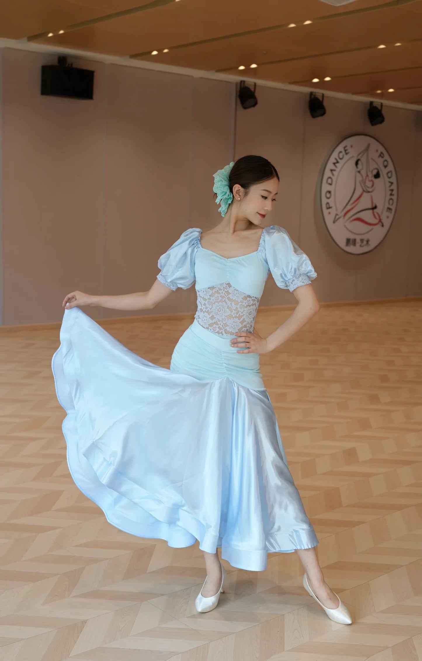 Ballroom Dress Women Performance Clothing Standard Modern Dance Outfit Lace Off Shoulder Dance Leotard Skirt Waltz Dress VBH1935