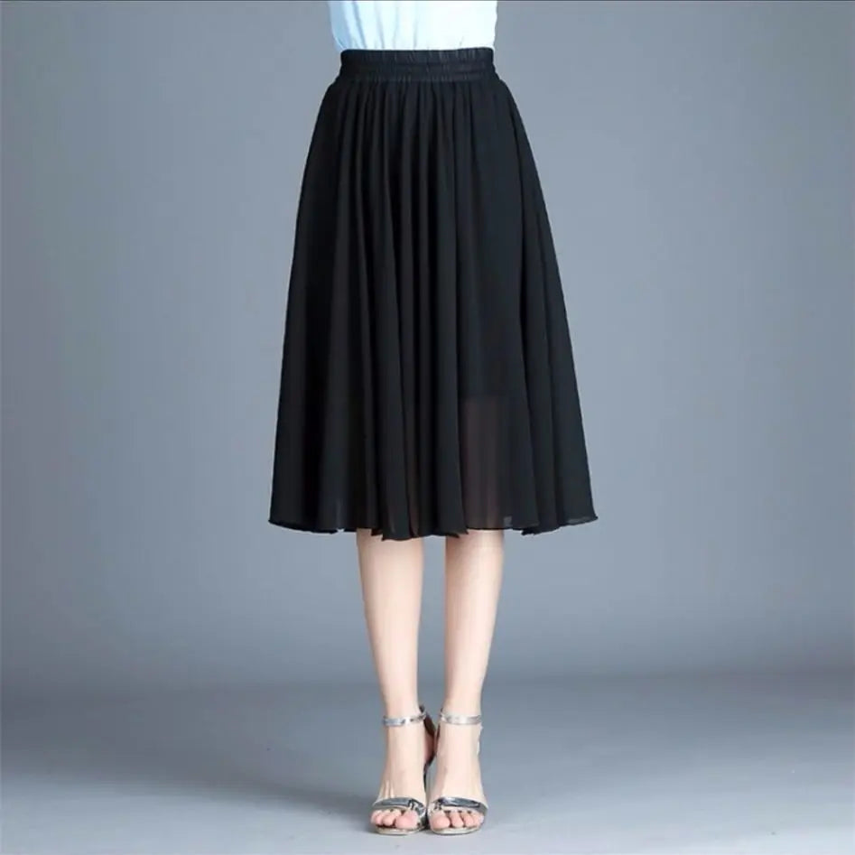 Skirts for Women Chiffon Woman Skirt Floral Midi Summer Casual New In Clothing Sales Modest Luxury Elegant High Quality V Cheap