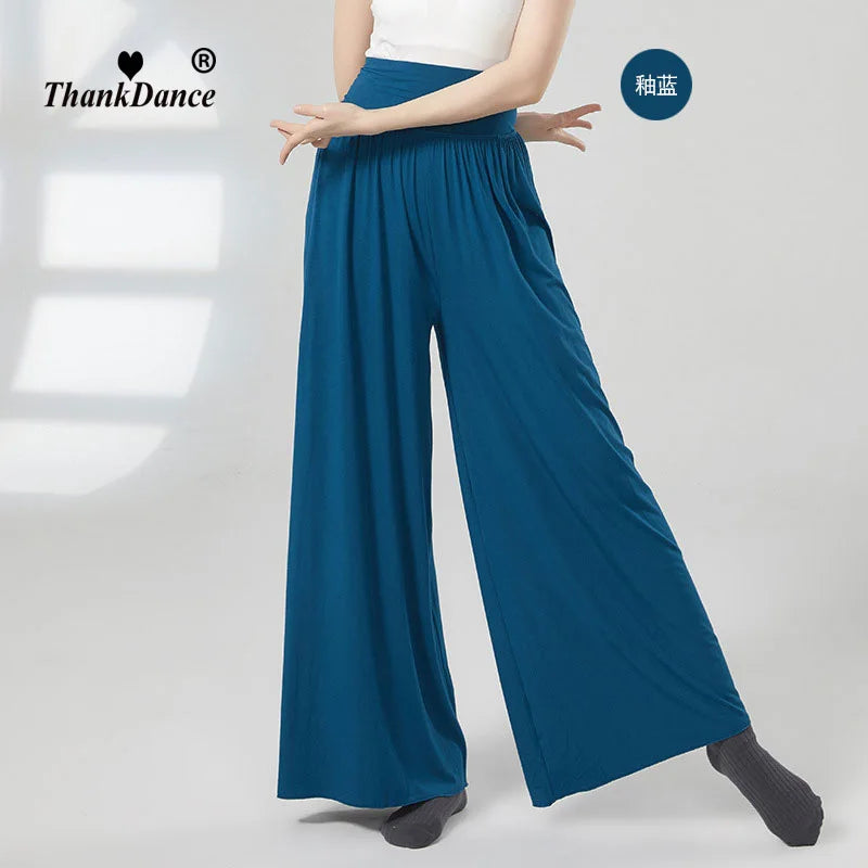 Modern Dance Pant Women High Waist National Standard Dance Pants Latin Dance Loose Pants Training Pant Cha Cha Trousers
