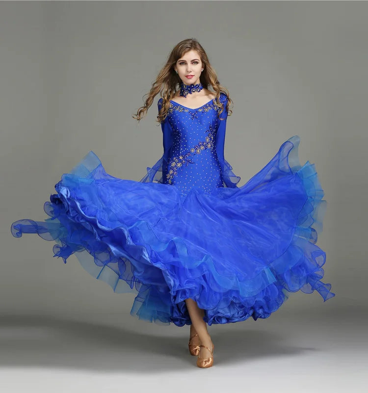 Customized Modern Dance Dress Performance National Standard Dance Dress Balloom Competition Dress for Women