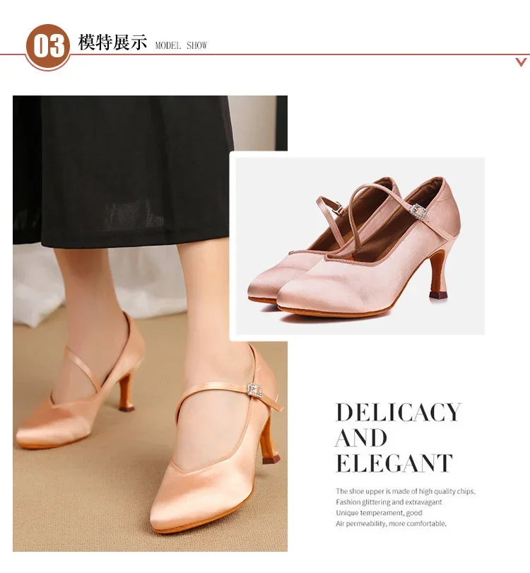 Adult High-heeled Modern Dancing Shoes Professional National Standard Dance Practice Shoes Women Waltz Dancing Shoes Flamenco