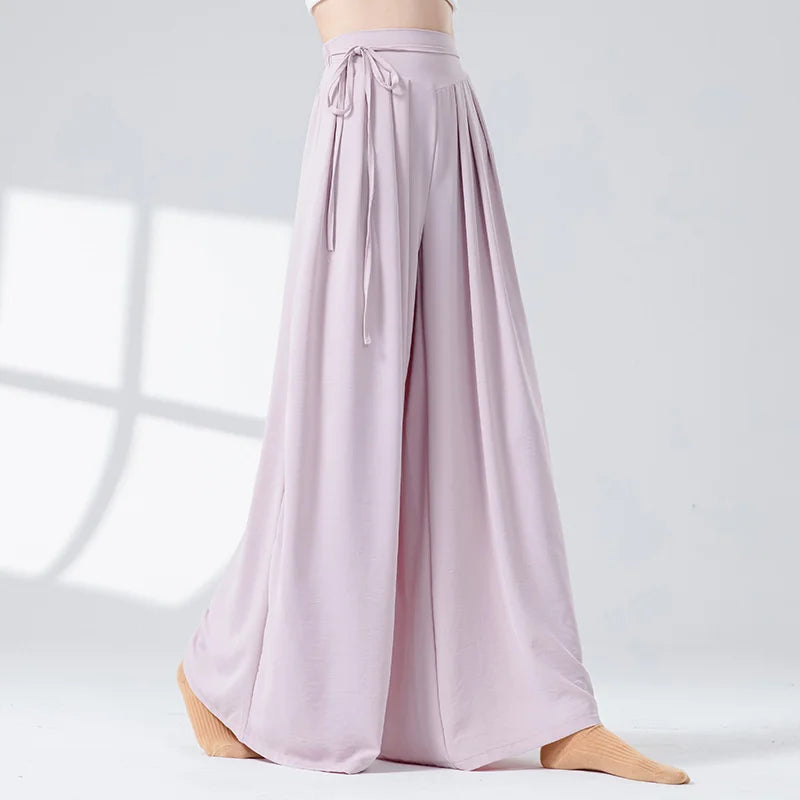 Women Dance Skirt Pant Stage Clothes Classical Modern National Dancer Practice Culottes Wide Leg Flowy Hanfu Folk Body Show