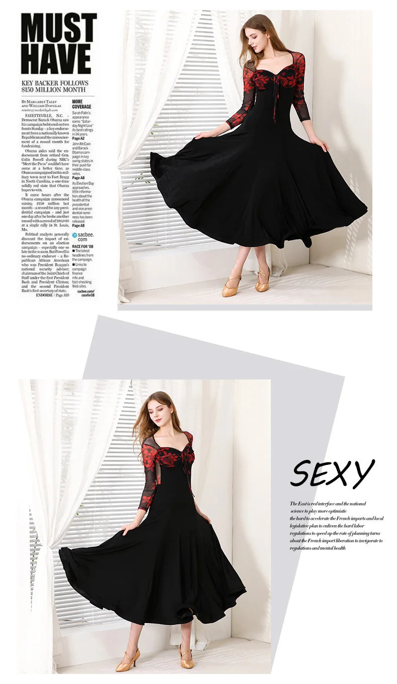 Customized Modern Dance Dress National Standard Dance Dress Social Waltz Grand Swing Skirt Ballroom Dance Competition Dresses