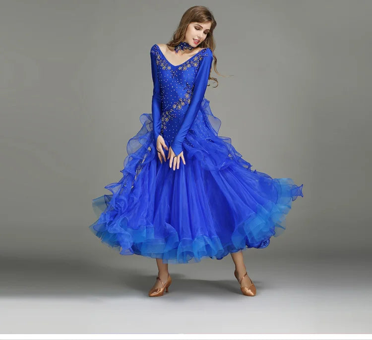 Customized Modern Dance Dress Performance National Standard Dance Dress Balloom Competition Dress for Women