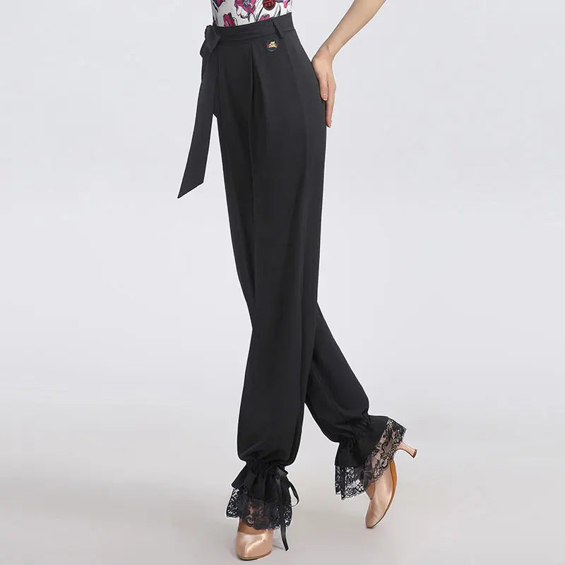 2025New Latin Dance Pants Women Performance National Standard Waltz Trousers Ladies Black Modern Ballroom Dancewear Costumes