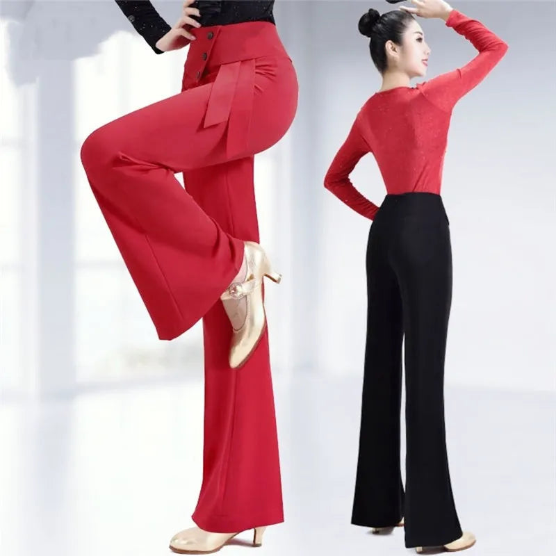 Wide-Leg Women Pants High Waist Latin Dance National Standard Dance Modern Dance Samba Acrobatics Square Dance Social Dance