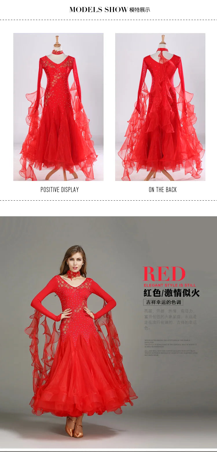 Customized Modern Dance Dress Performance National Standard Dance Dress Balloom Competition Dress for Women