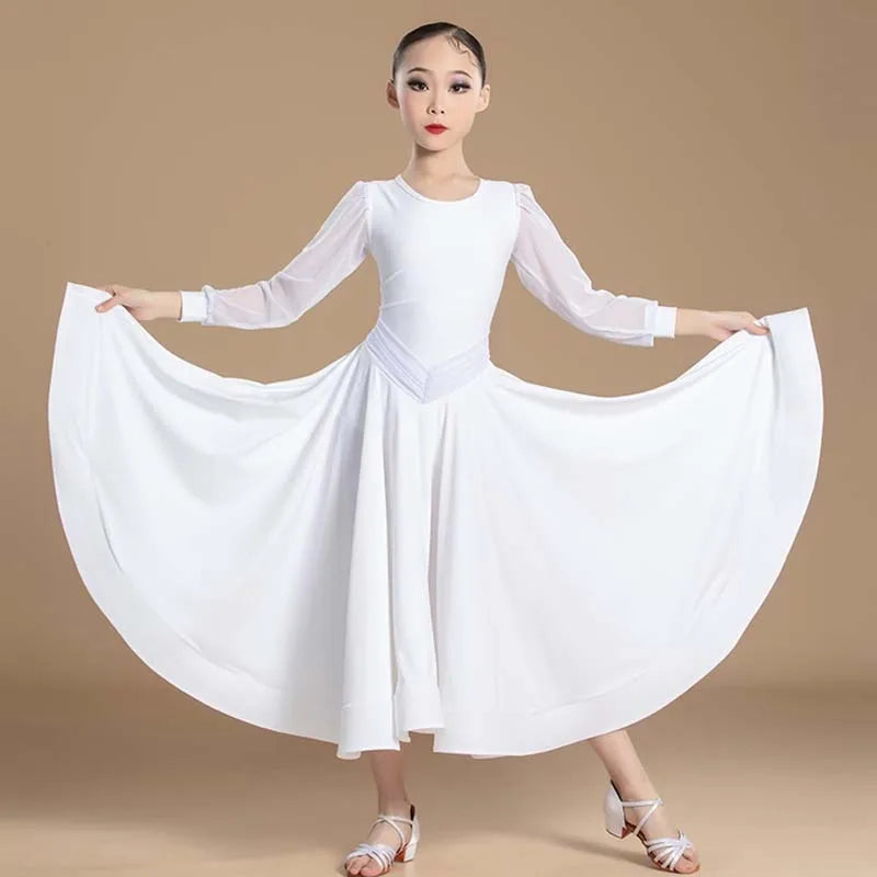 Ballroom Dance Dress White Waltz Dress Standard Modern Dance Competition Dresses for Girl Ballroom Training Dancewear Red 2753