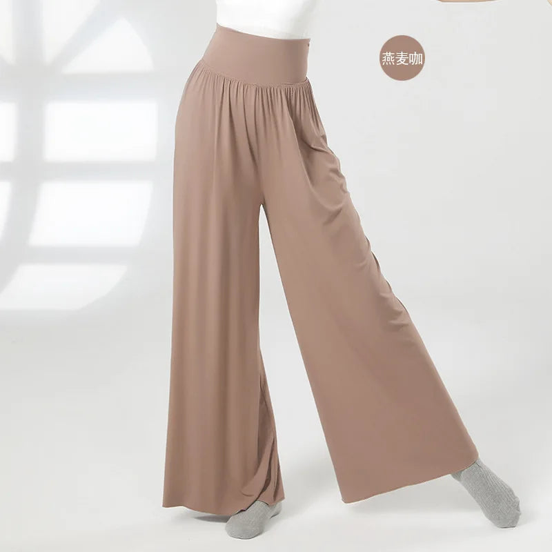 Modern Dance Pant Women High Waist National Standard Dance Pants Latin Dance Loose Pants Training Pant Cha Cha Trousers