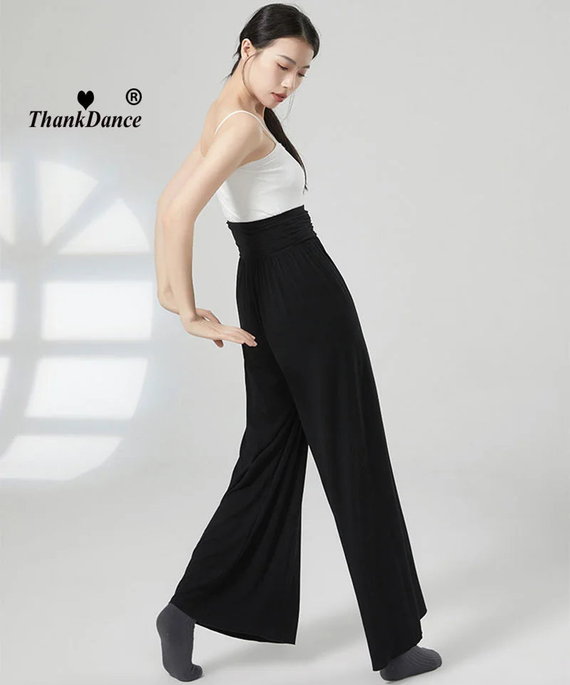 Modern Dance Pant Women High Waist National Standard Dance Pants Latin Dance Loose Pants Training Pant Cha Cha Trousers