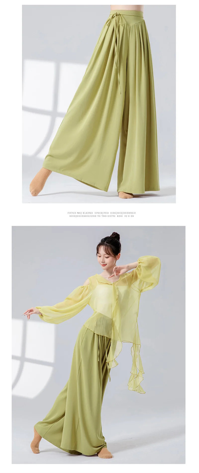 Women Dance Skirt Pant Stage Clothes Classical Modern National Dancer Practice Culottes Wide Leg Flowy Hanfu Folk Body Show