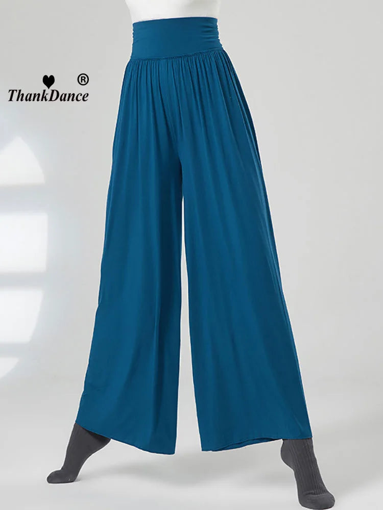 Modern Dance Pant Women High Waist National Standard Dance Pants Latin Dance Loose Pants Training Pant Cha Cha Trousers