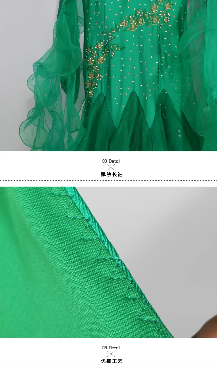 Customized Modern Dance Dress Performance National Standard Dance Dress Balloom Competition Dress for Women