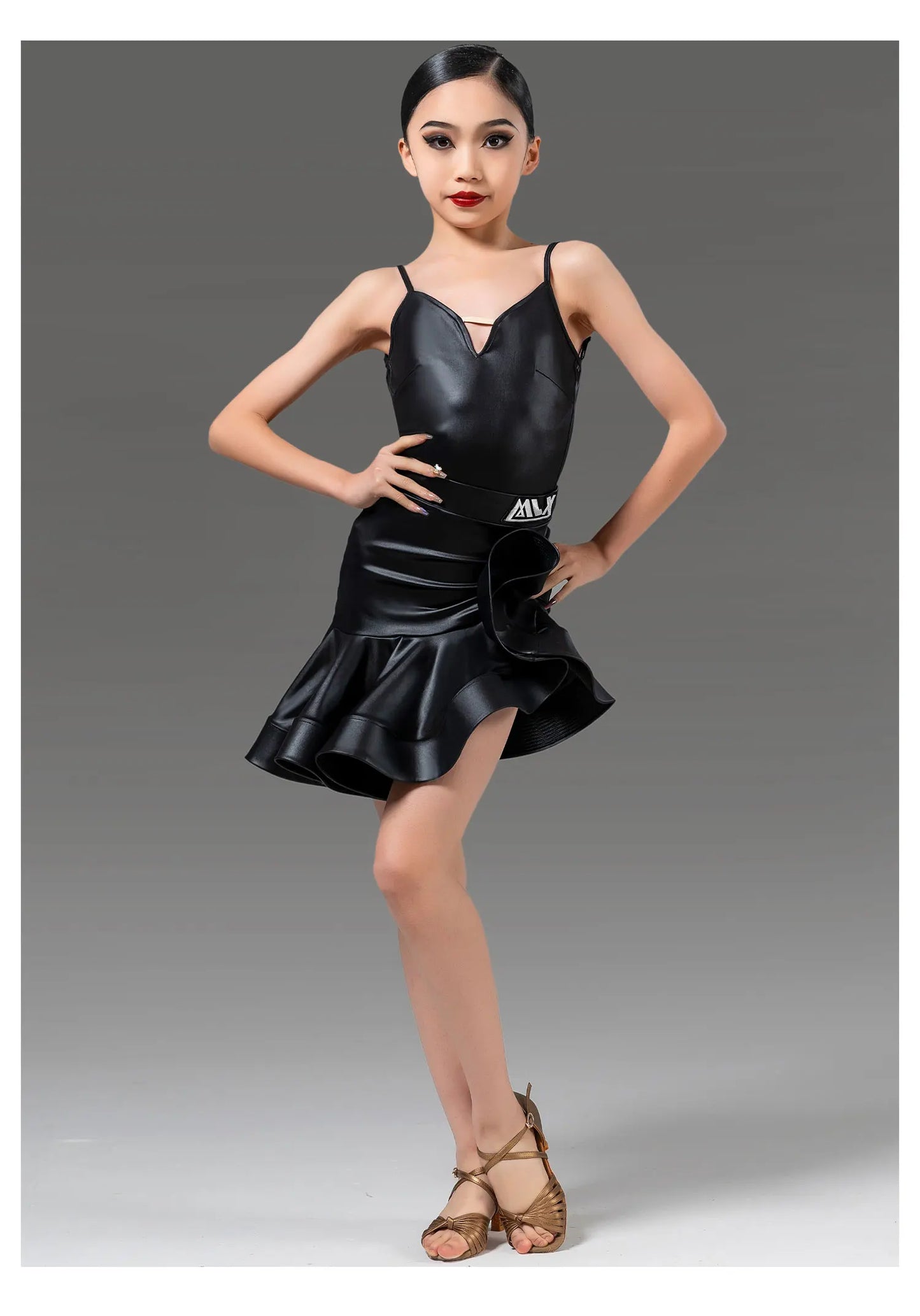 New Children'S Latin Dance Practice Suit Girl's Latin Dance Performance Suspender Skirt Ballroom Practice Dancing Dress VBH103