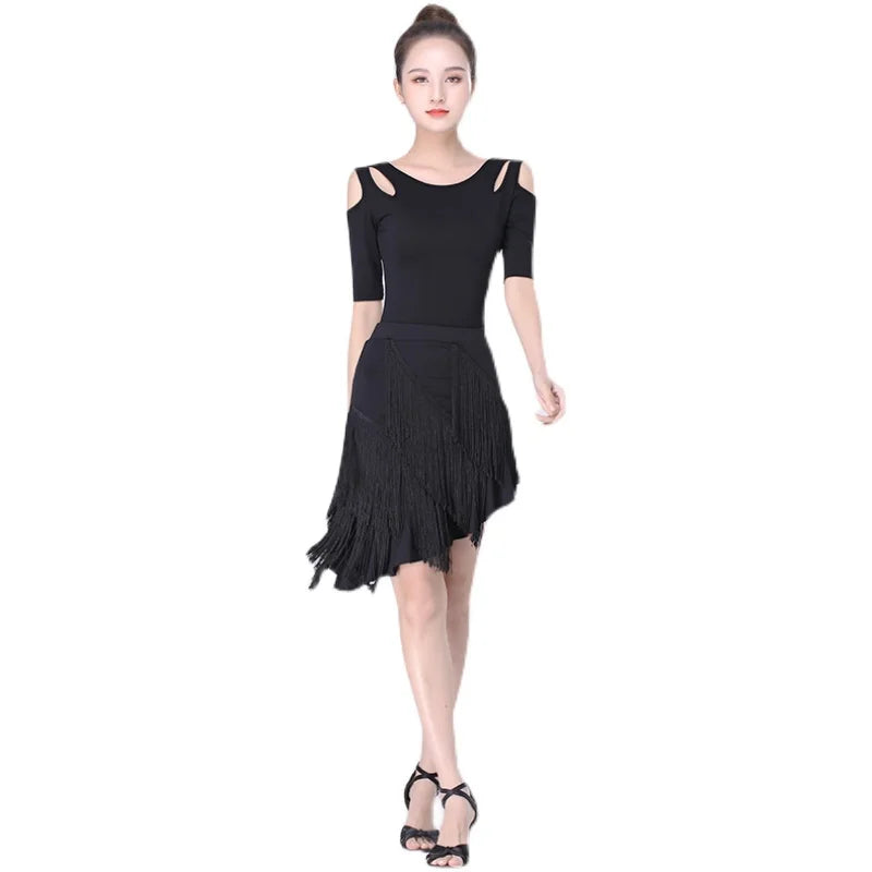 Latin Dance Skirt New Tassel Skirt Sexy Women Adult Exercise Clothing Dance Clothes Autumn Performance Dress