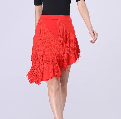 Latin Dance Skirt New Tassel Skirt Sexy Women Adult Exercise Clothing Dance Clothes Autumn Performance Dress