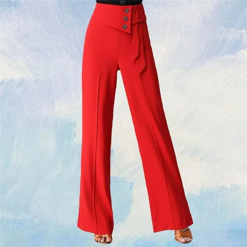 Wide-Leg Women Pants High Waist Latin Dance National Standard Dance Modern Dance Samba Acrobatics Square Dance Social Dance