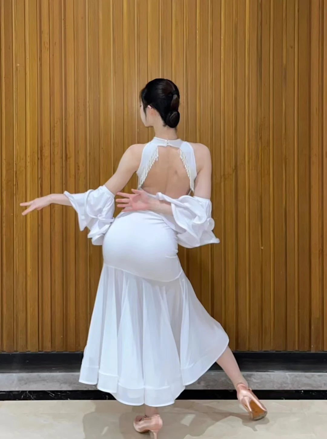 2024 Ballroom Dance Dress For Women Sexy Backless Big Swing Skirts Suit Adult Waltz Modern Dance Performance Clothing DQS15600
