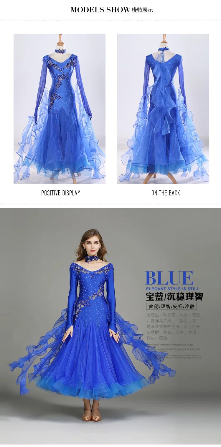 Customized Modern Dance Dress Performance National Standard Dance Dress Balloom Competition Dress for Women